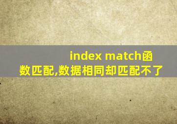 index match函数匹配,数据相同却匹配不了